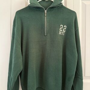 Hollister Green Zip-Up Sweater